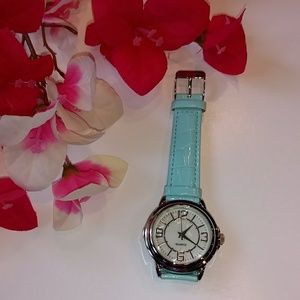 Silver with Blue Strap Watch